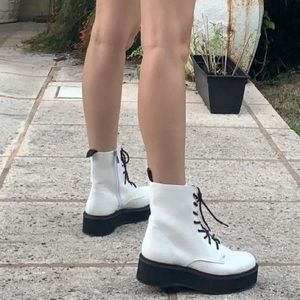 White combat boots